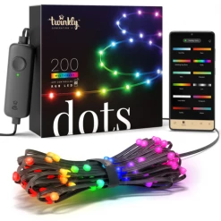 Twinkly Dots Lyskæde 200 LED 10m RGB Multifarve/sort Ledning