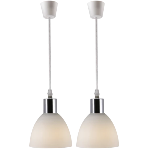 Nordlux Ray Pendel-sæt 2 Stk. E14 Krom/opal 3 Nordlux Ray Pendel-sæt 2 Stk. E14 Krom/opal