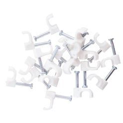 E-Line Ledningsclips Rund 3-5 20 Stk Hvid